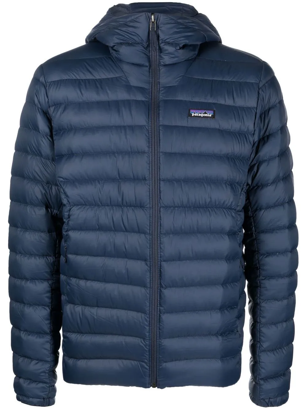logo-patch hooded down jacket