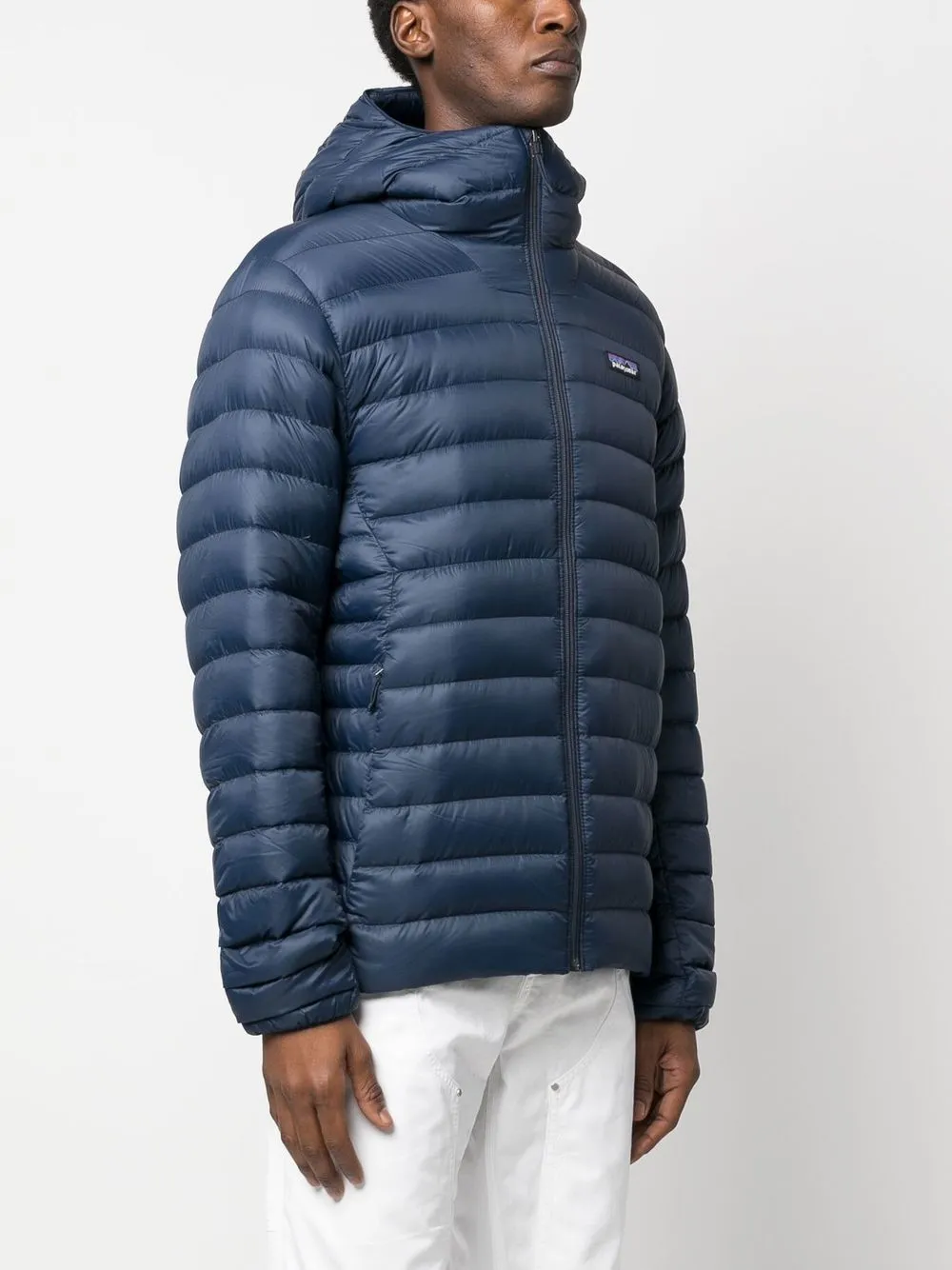 logo-patch hooded down jacket