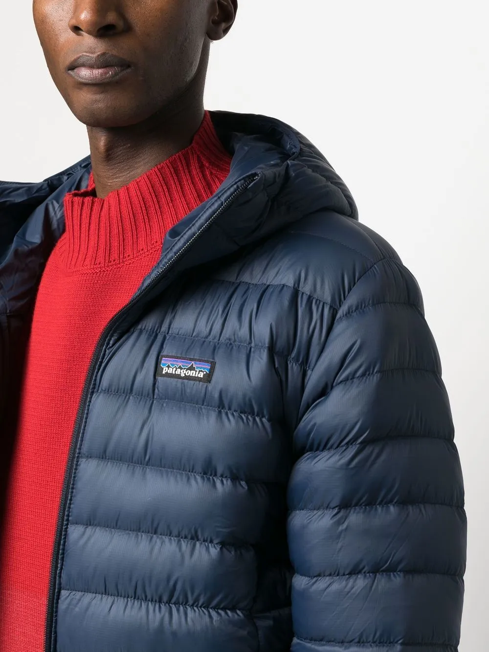 logo-patch hooded down jacket