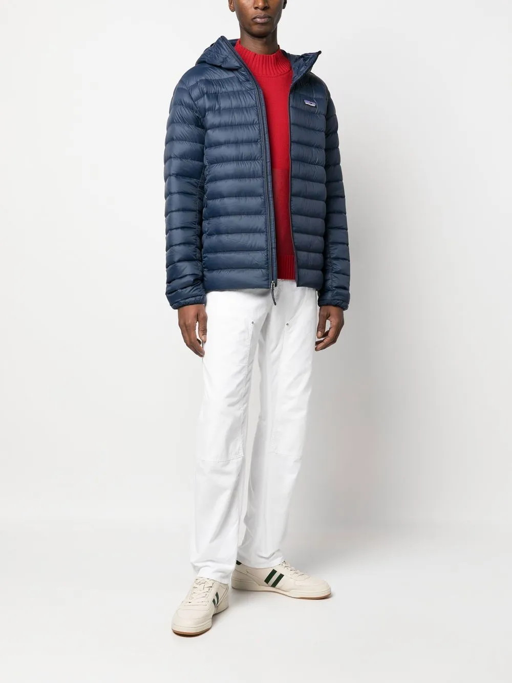 logo-patch hooded down jacket