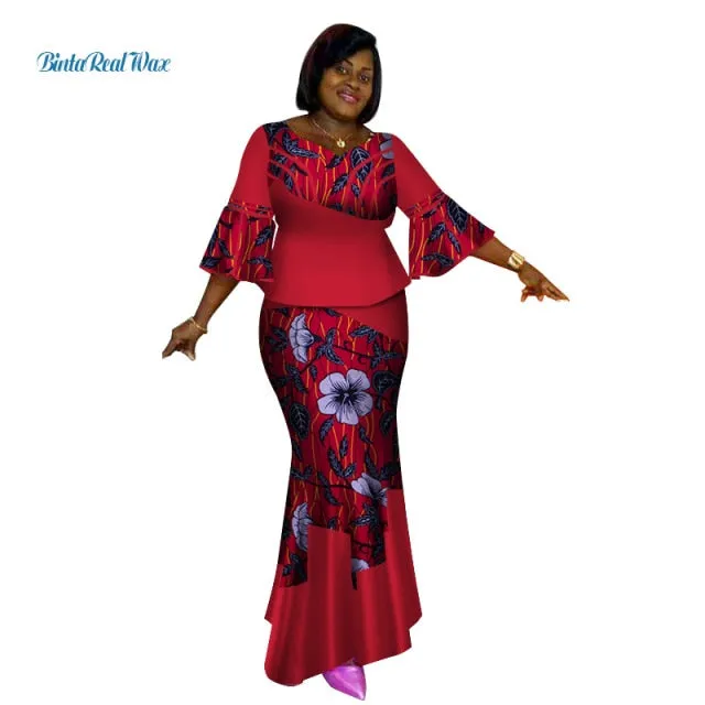 Long African Top and Skirt Dress Women One Piece