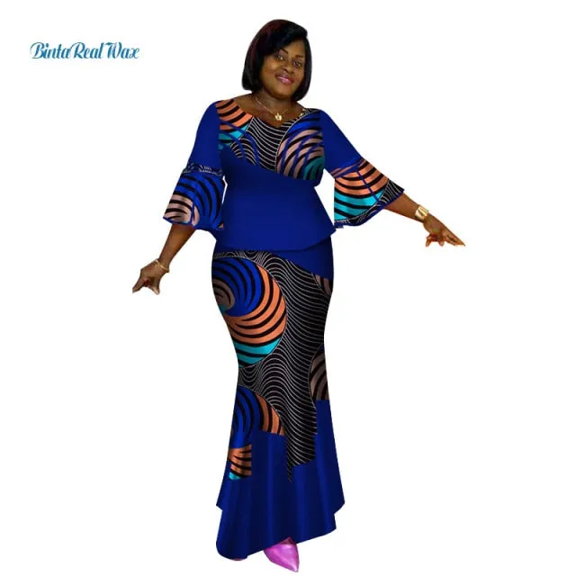Long African Top and Skirt Dress Women One Piece