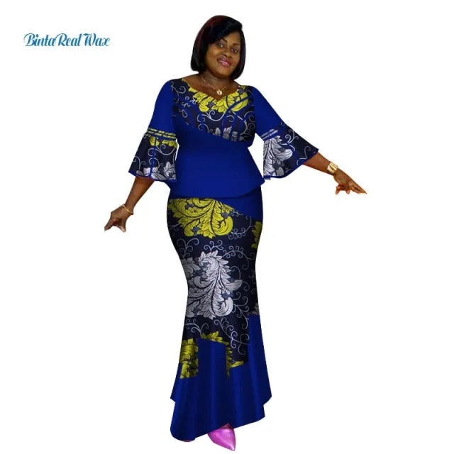Long African Top and Skirt Dress Women One Piece