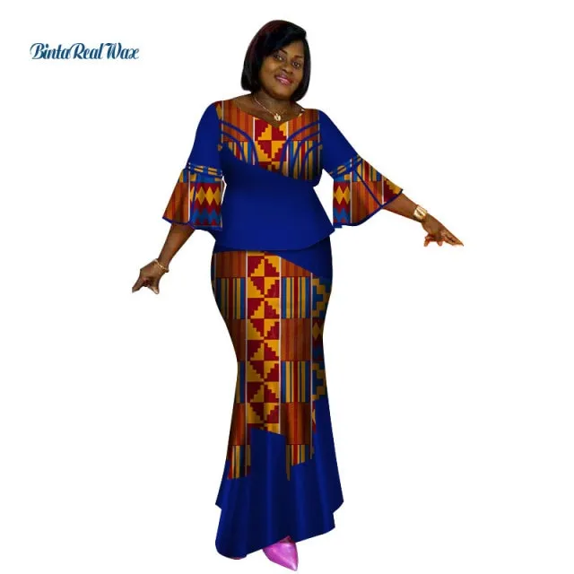 Long African Top and Skirt Dress Women One Piece