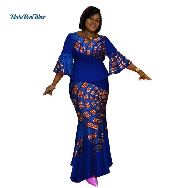 Long African Top and Skirt Dress Women One Piece