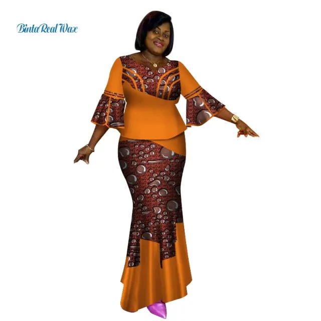 Long African Top and Skirt Dress Women One Piece