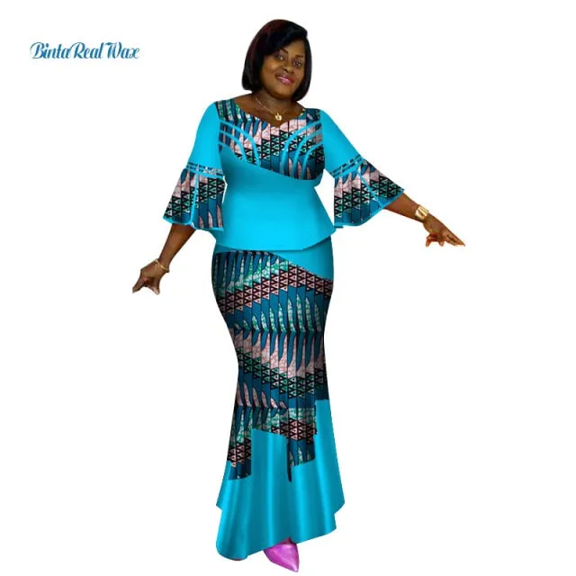 Long African Top and Skirt Dress Women One Piece