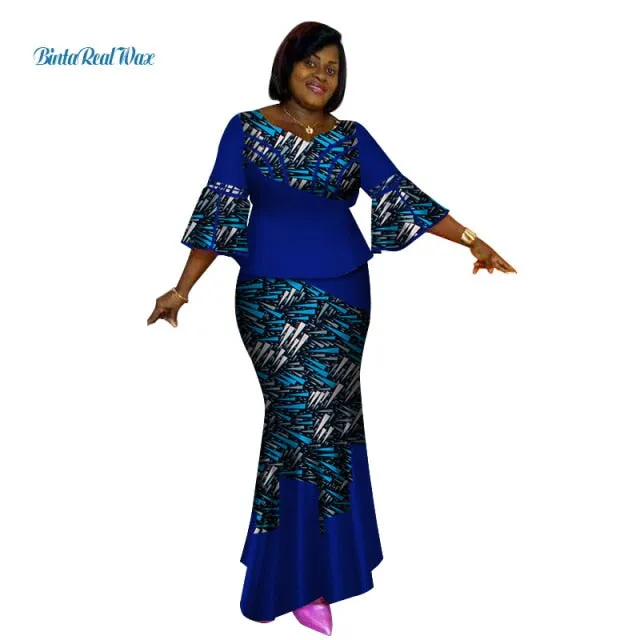 Long African Top and Skirt Dress Women One Piece