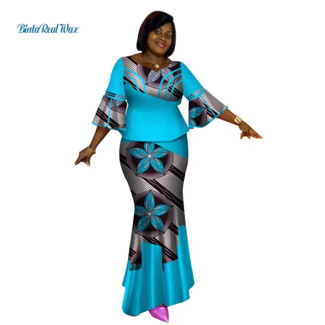 Long African Top and Skirt Dress Women One Piece