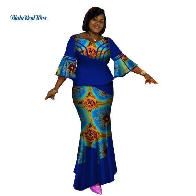 Long African Top and Skirt Dress Women One Piece