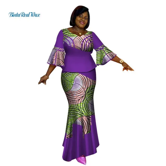 Long African Top and Skirt Dress Women One Piece