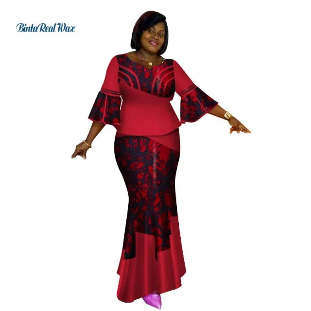 Long African Top and Skirt Dress Women One Piece