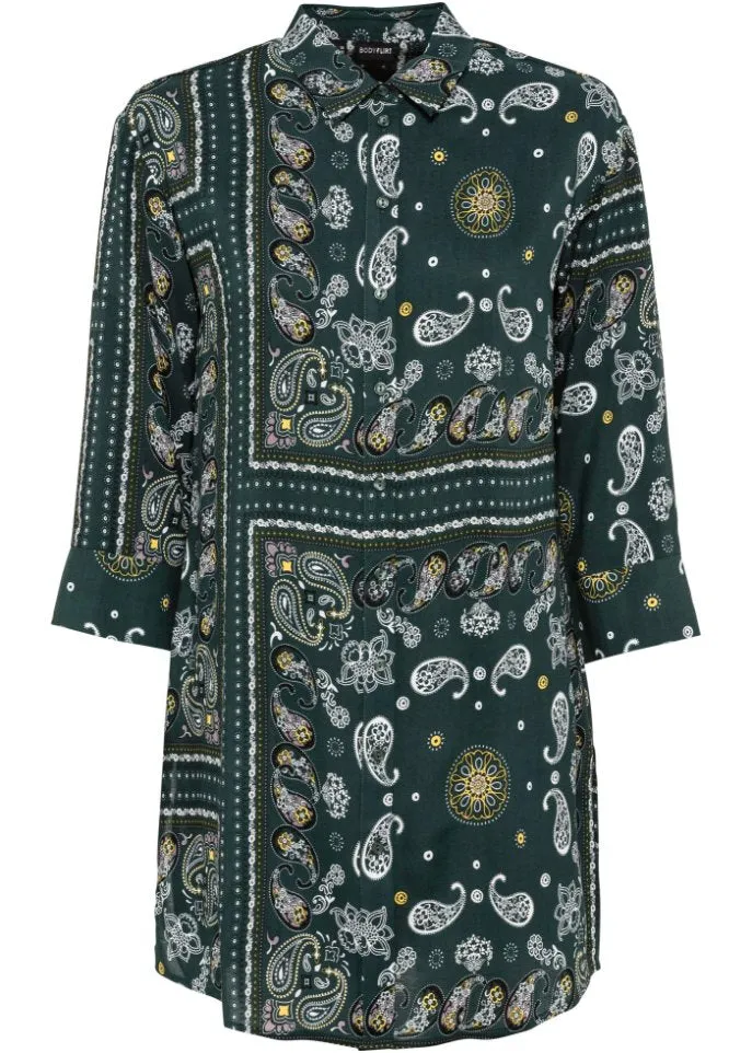 Long blouse in lenzing ecovero Bodyflirt fabric, green