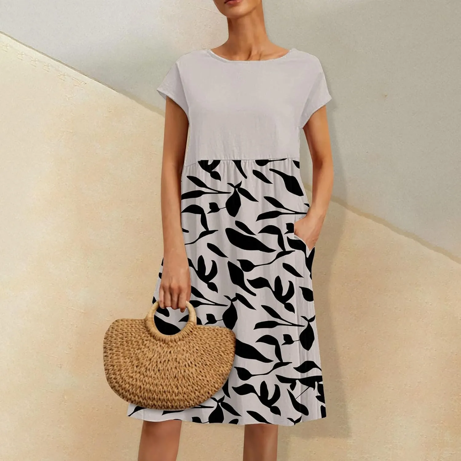 Long Floral Dresses for Women 2025 Elegant Short Sleeve Maxi Dress Patchwork Short Sleeve Modest Flowy A Line Dress