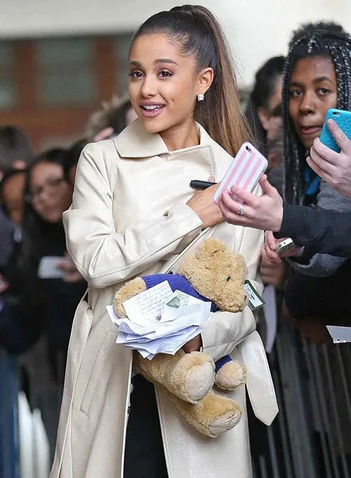 Long Leather Coat Worn by Ariana Grande