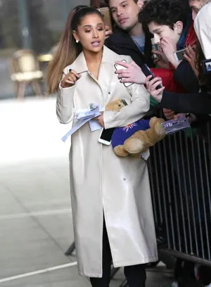 Long Leather Coat Worn by Ariana Grande
