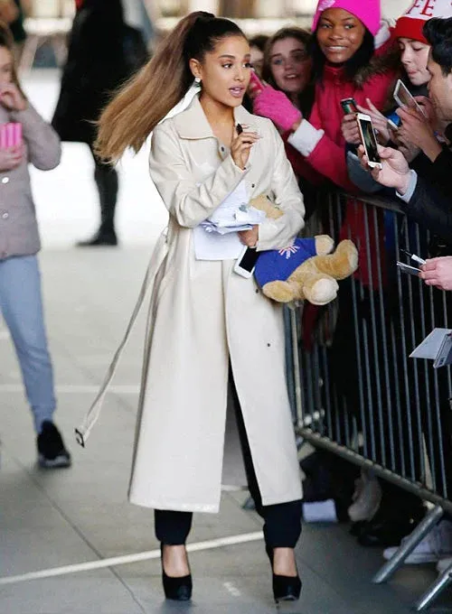 Long Leather Coat Worn by Ariana Grande