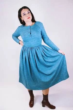 Long Sleeve Heathered Midi Dress