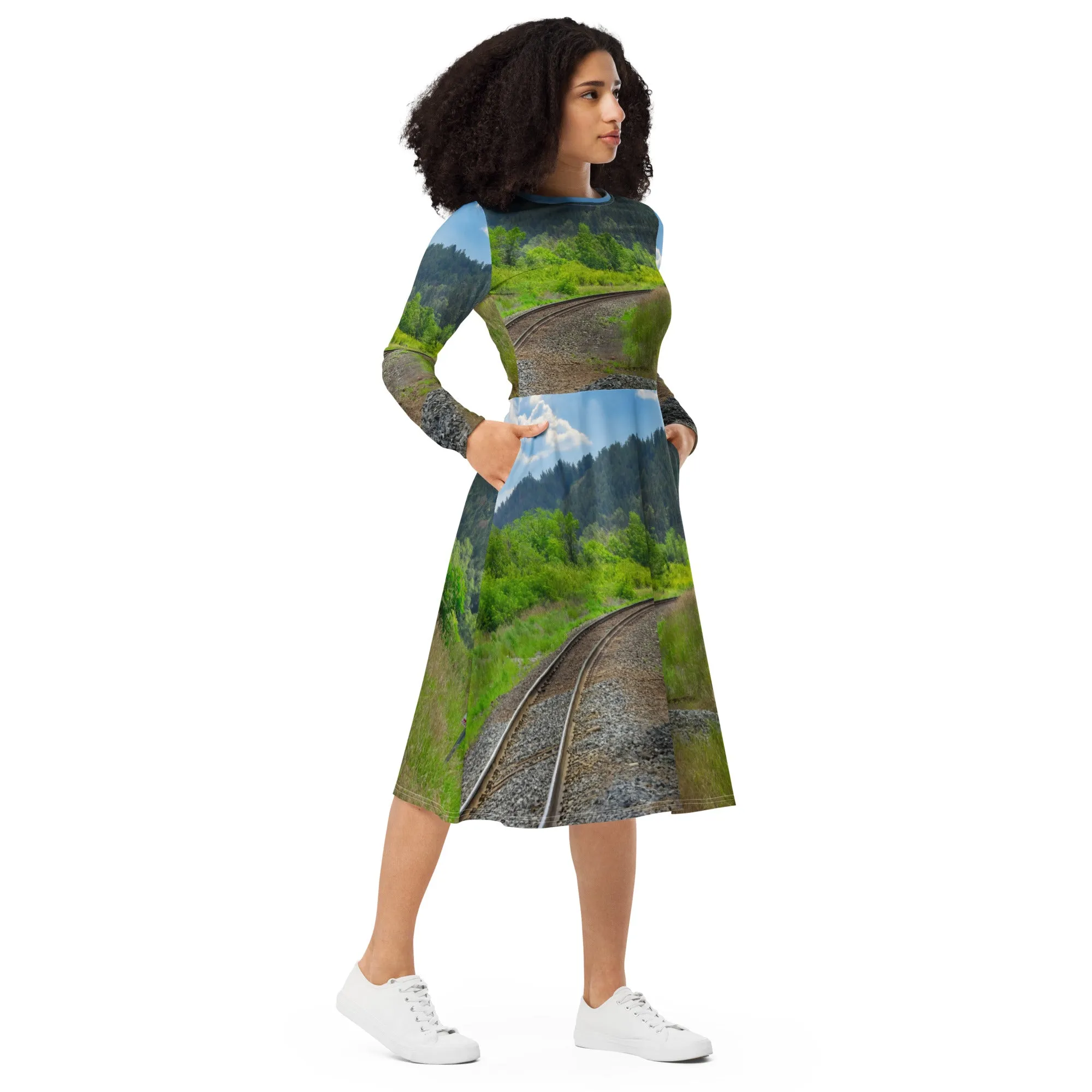 Long-Sleeve Midi Dress - Edworthy Park CPKC Tracks