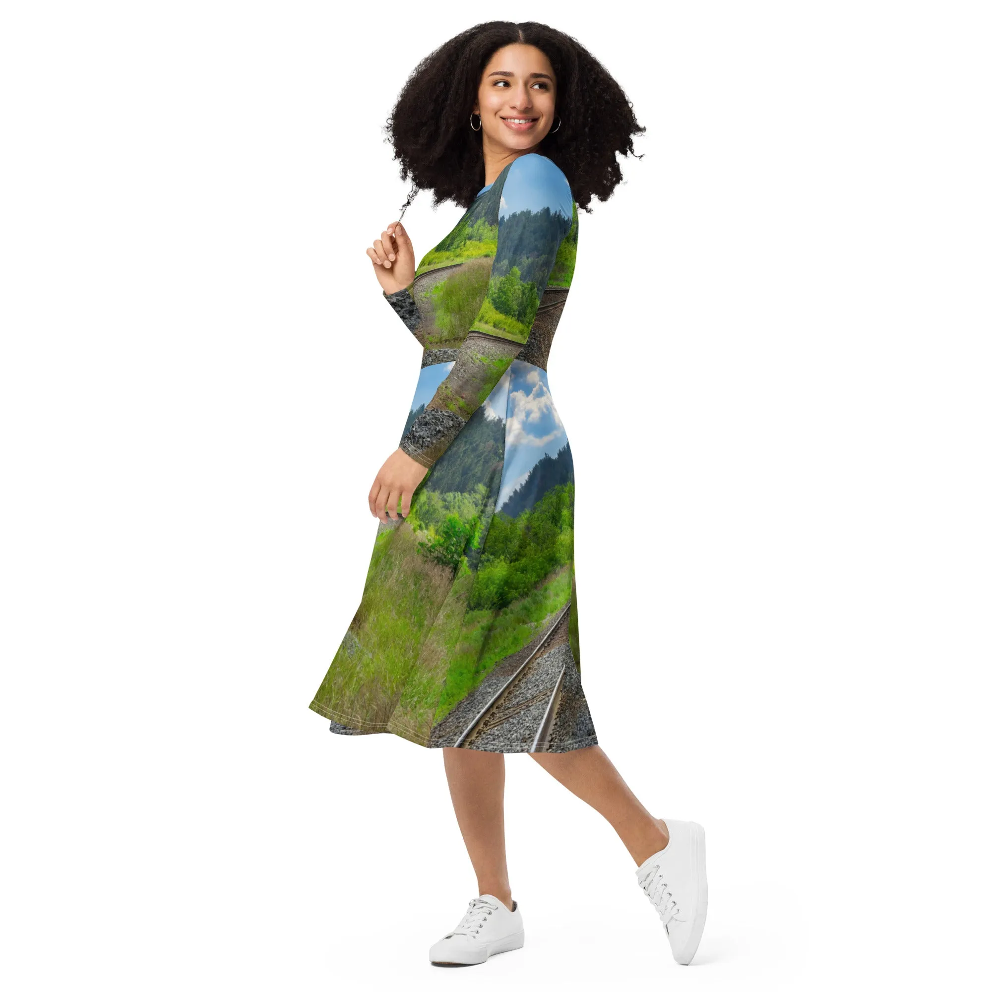 Long-Sleeve Midi Dress - Edworthy Park CPKC Tracks