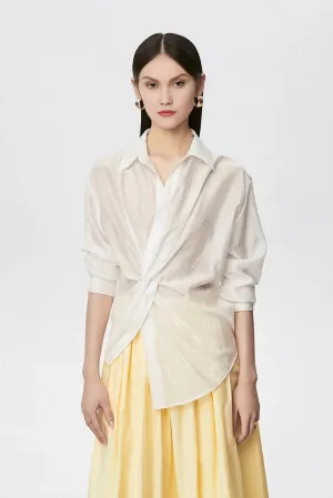 Long Sleeve Sunscreen Tencel Shirt With French Twist