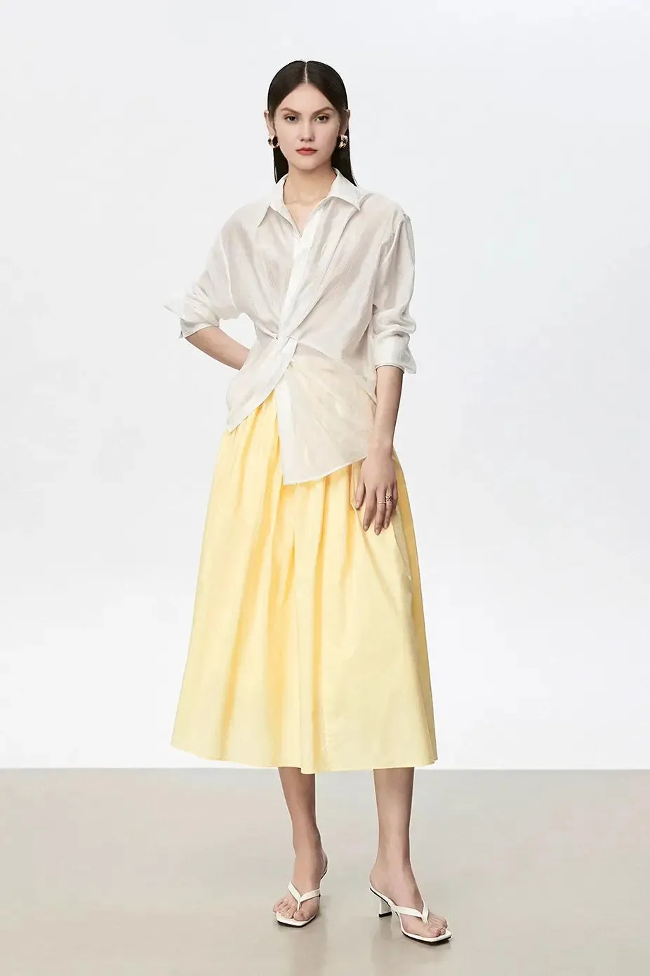 Long Sleeve Sunscreen Tencel Shirt With French Twist