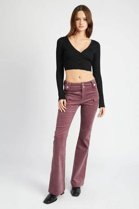 Low Rise Pants With Bell Bottom