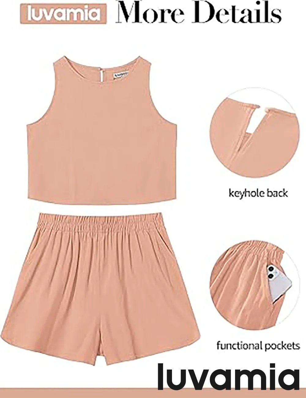 LUVAMIA Women's Sleeveless Casual 2 Piece Blazer Vest Suits