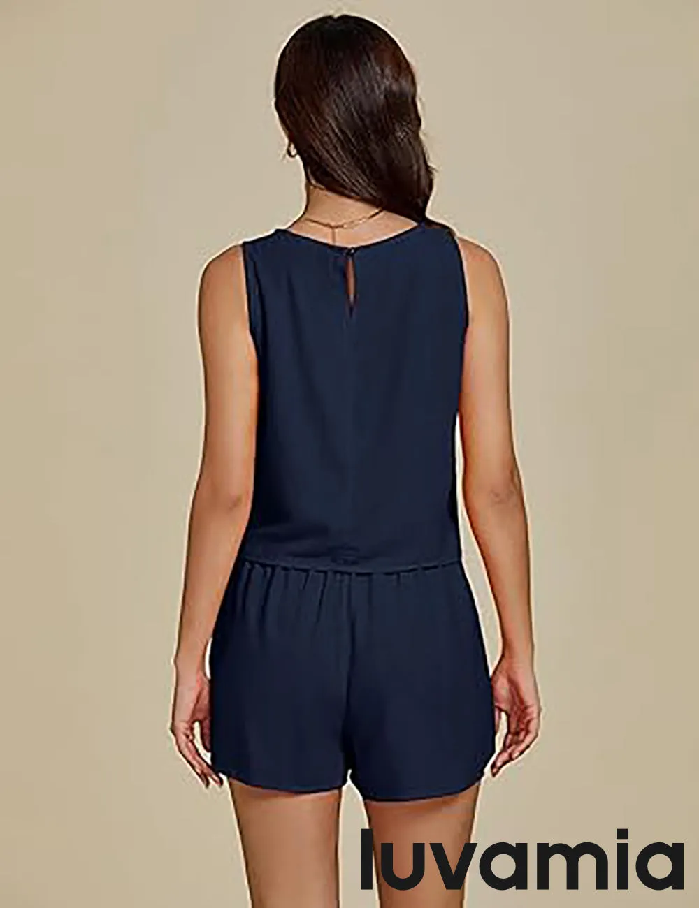 LUVAMIA Women's Sleeveless Casual 2 Piece Blazer Vest Suits