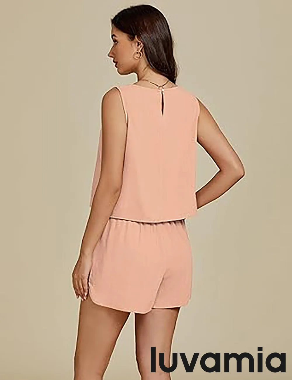 LUVAMIA Women's Sleeveless Casual 2 Piece Blazer Vest Suits