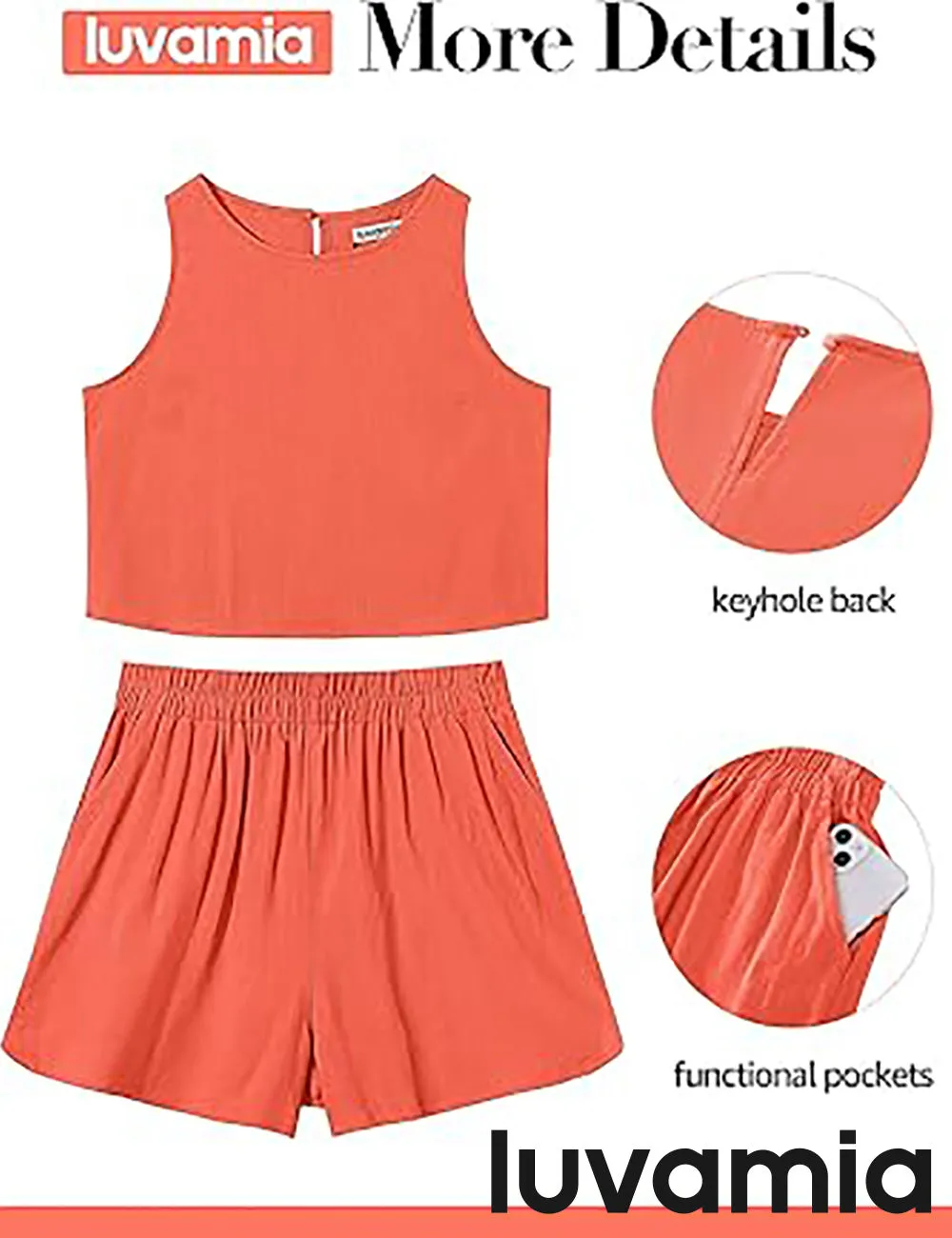 LUVAMIA Women's Sleeveless Casual 2 Piece Blazer Vest Suits