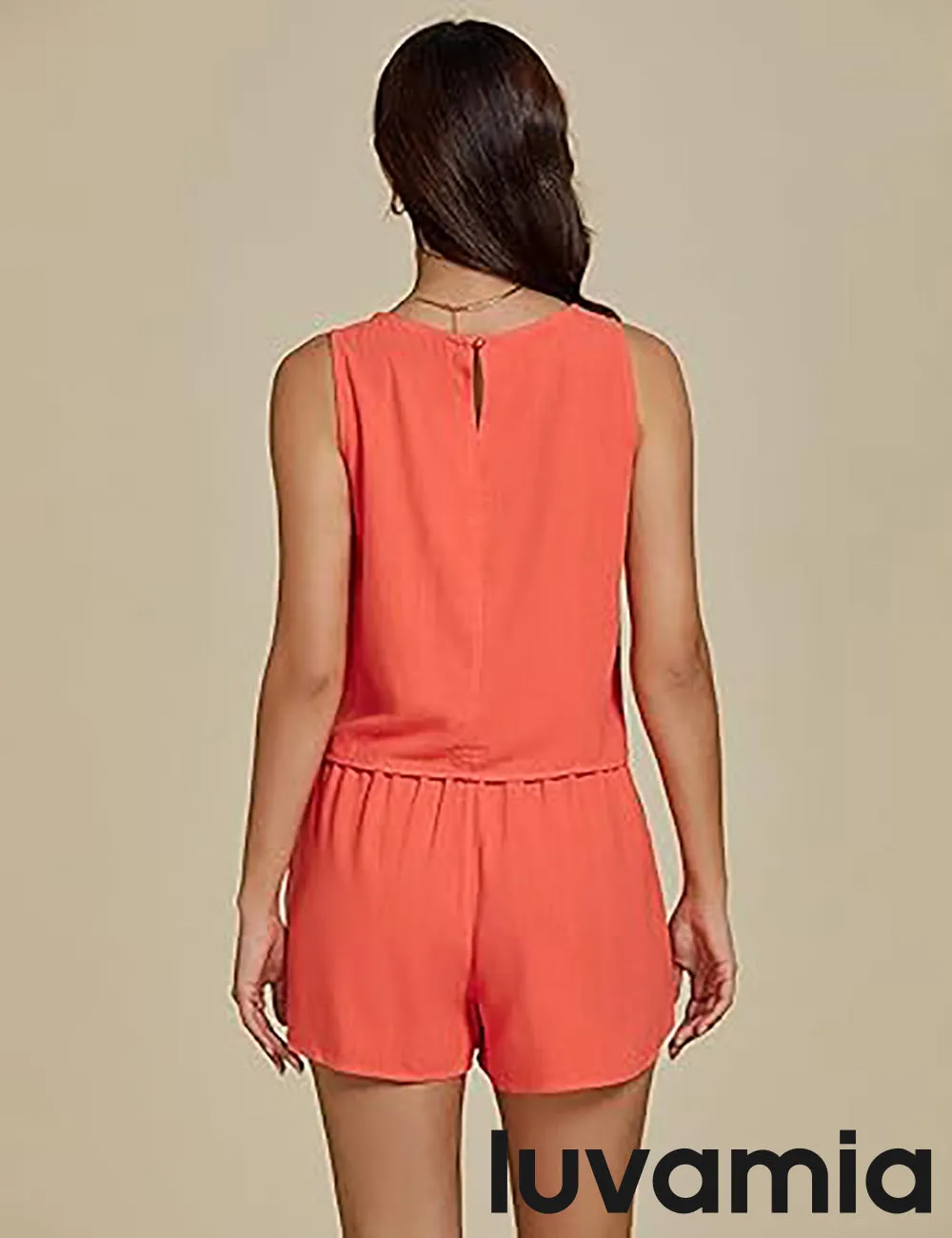 LUVAMIA Women's Sleeveless Casual 2 Piece Blazer Vest Suits