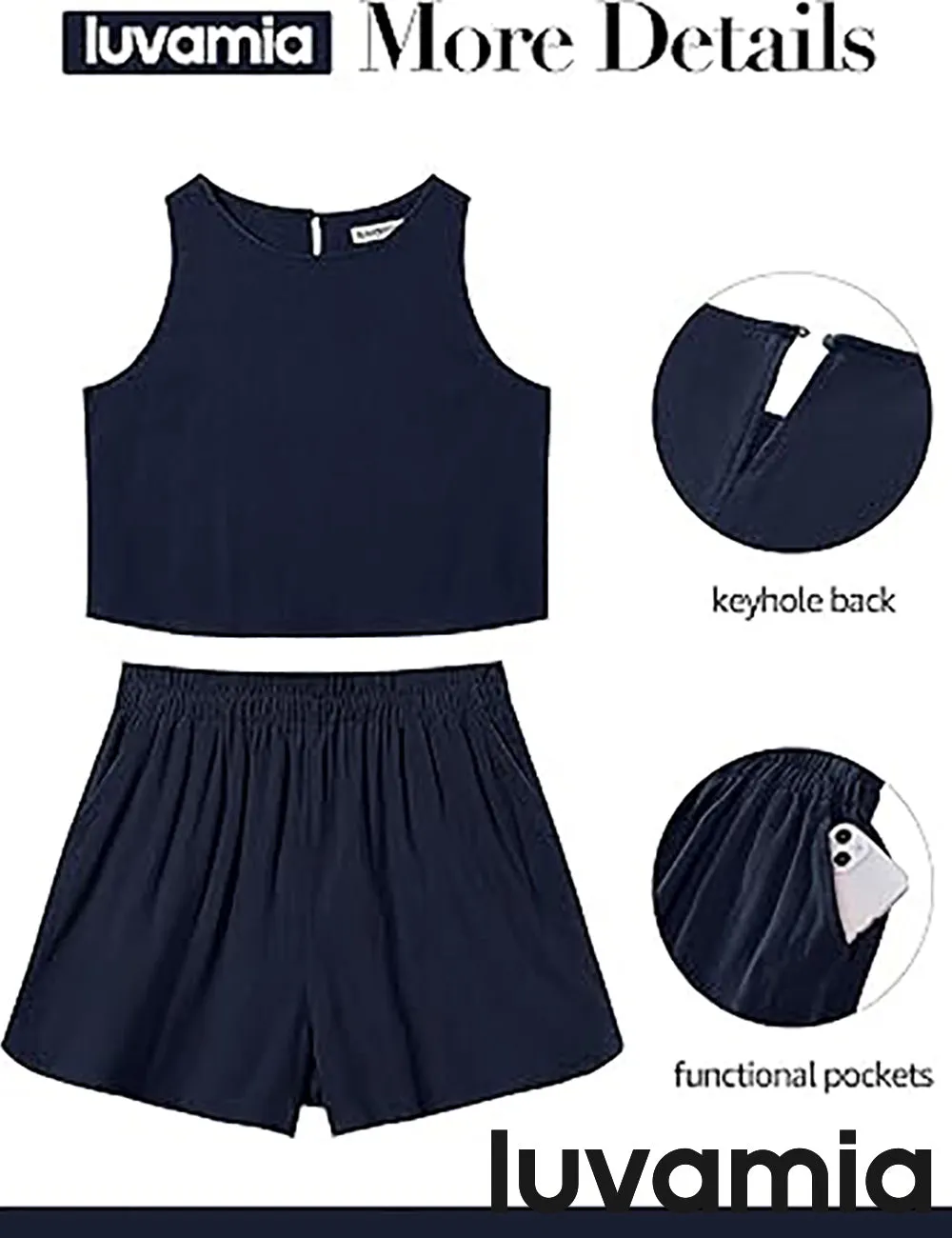 LUVAMIA Women's Sleeveless Casual 2 Piece Blazer Vest Suits
