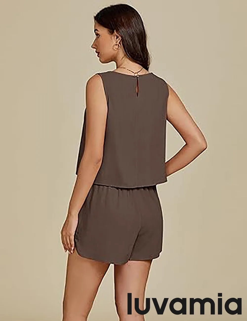 LUVAMIA Women's Sleeveless Casual 2 Piece Blazer Vest Suits