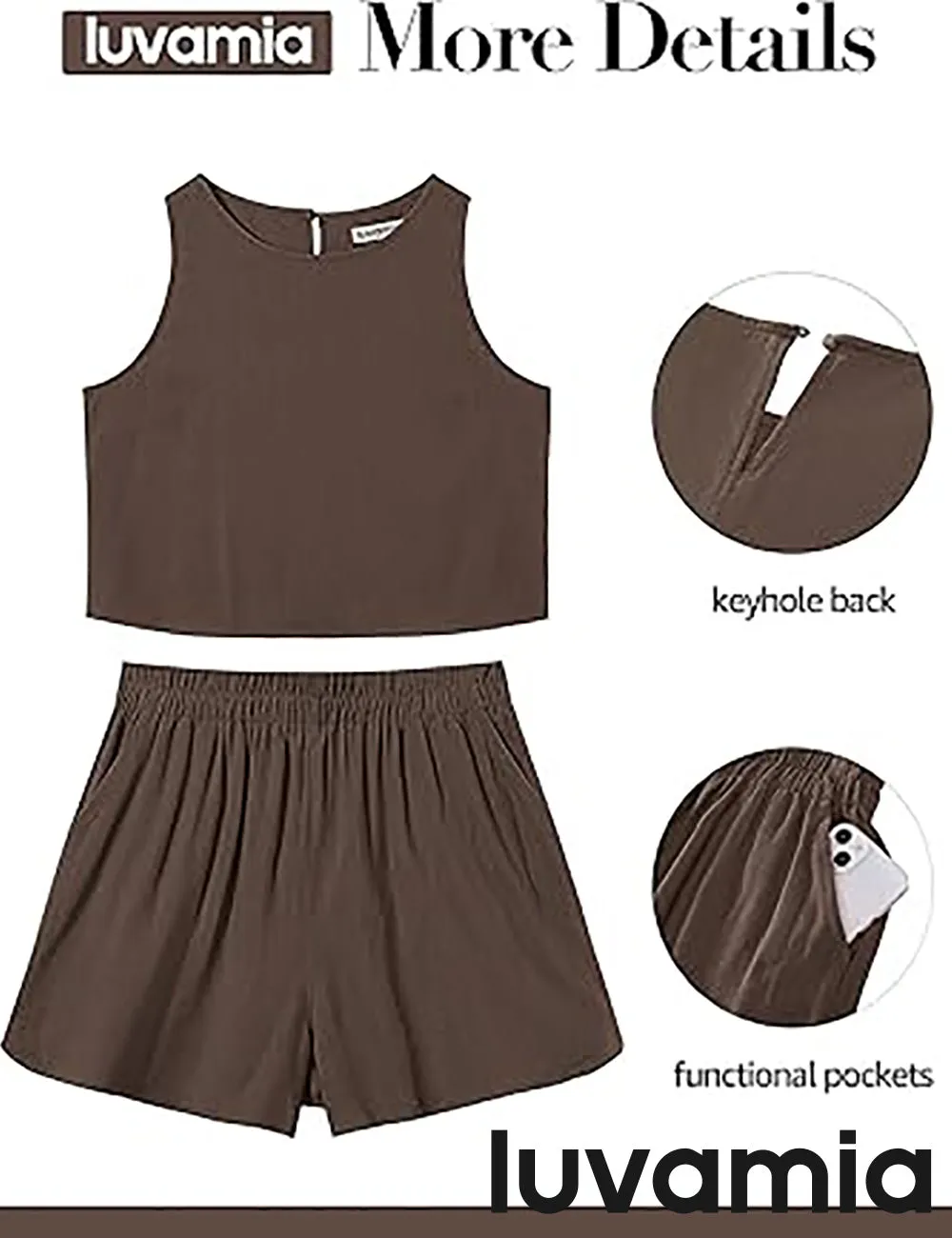 LUVAMIA Women's Sleeveless Casual 2 Piece Blazer Vest Suits