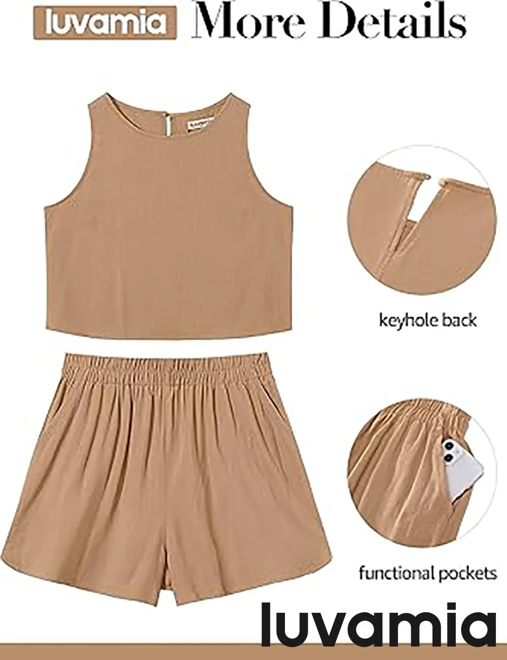 LUVAMIA Women's Sleeveless Casual 2 Piece Blazer Vest Suits