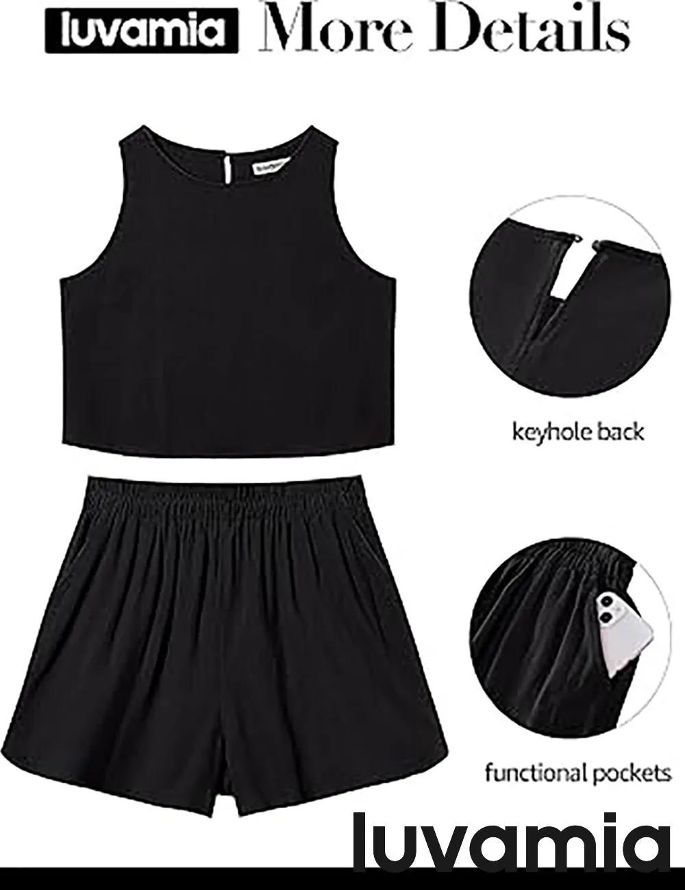 LUVAMIA Women's Sleeveless Casual 2 Piece Blazer Vest Suits
