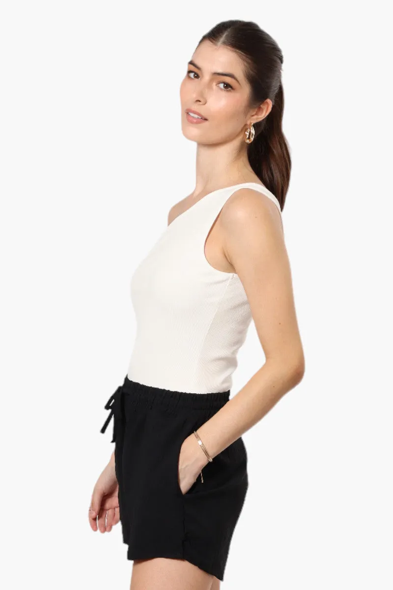 Magazine Solid Basic Drawstring Shorts - Black