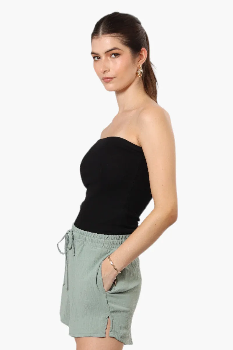 Magazine Solid Basic Drawstring Shorts - Olive