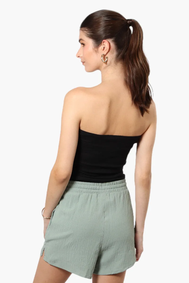 Magazine Solid Basic Drawstring Shorts - Olive