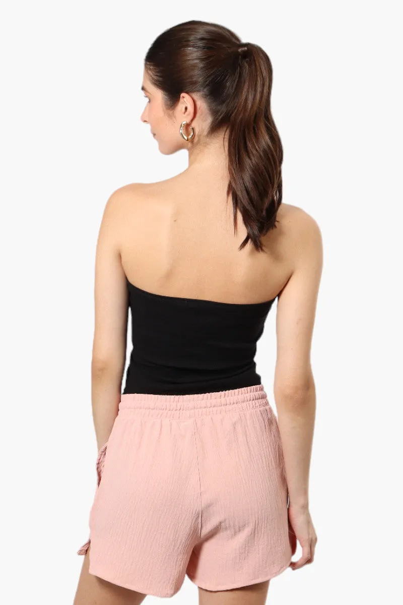 Magazine Solid Basic Drawstring Shorts - Pink