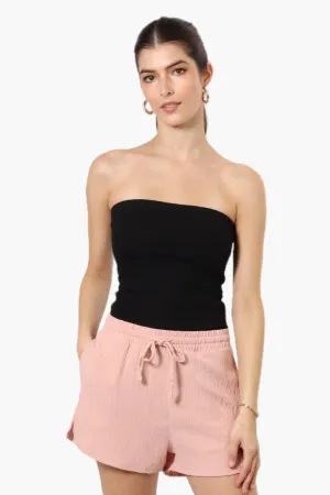 Magazine Solid Basic Drawstring Shorts - Pink