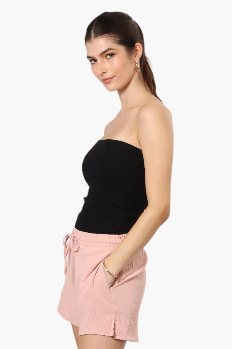 Magazine Solid Basic Drawstring Shorts - Pink