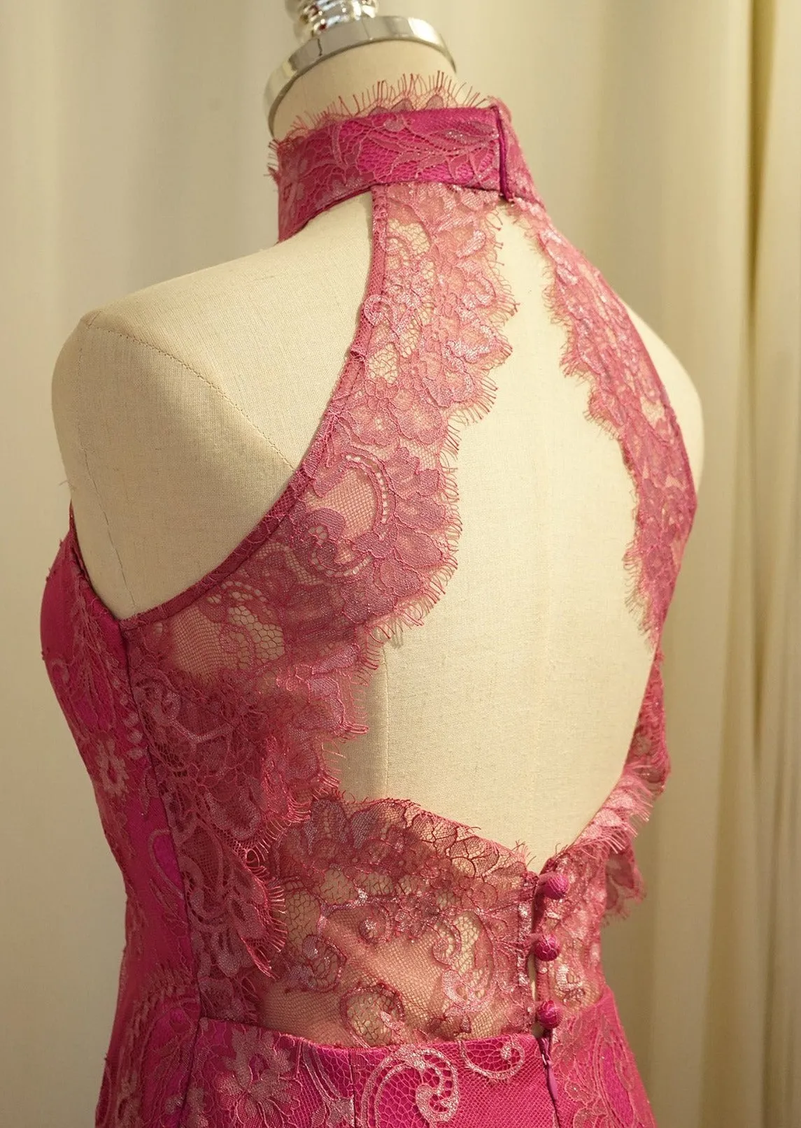 Magellanica Halter Open Back Lace Mermaid Qipao - RTW