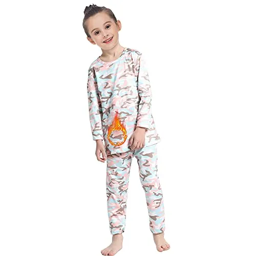 MANCYFIT Thermal Underwear for Girls Fleece Lined Long Johns Set Kids Base Layer Ultra Soft