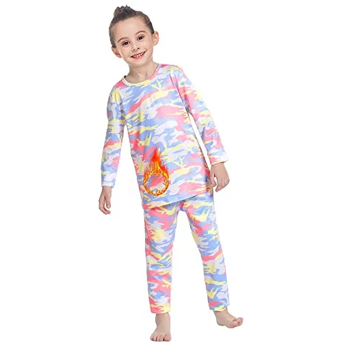 MANCYFIT Thermal Underwear for Girls Fleece Lined Long Johns Set Kids Base Layer Ultra Soft