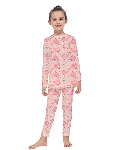 MANCYFIT Thermal Underwear for Girls Fleece Lined Long Johns Set Kids Base Layer Ultra Soft