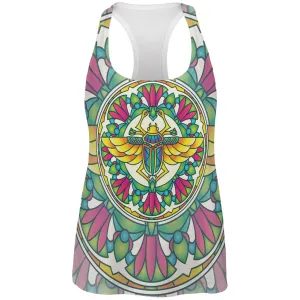 Mandala Trippy Stained Glass Scarab All Over Womens Work Out Tank Top