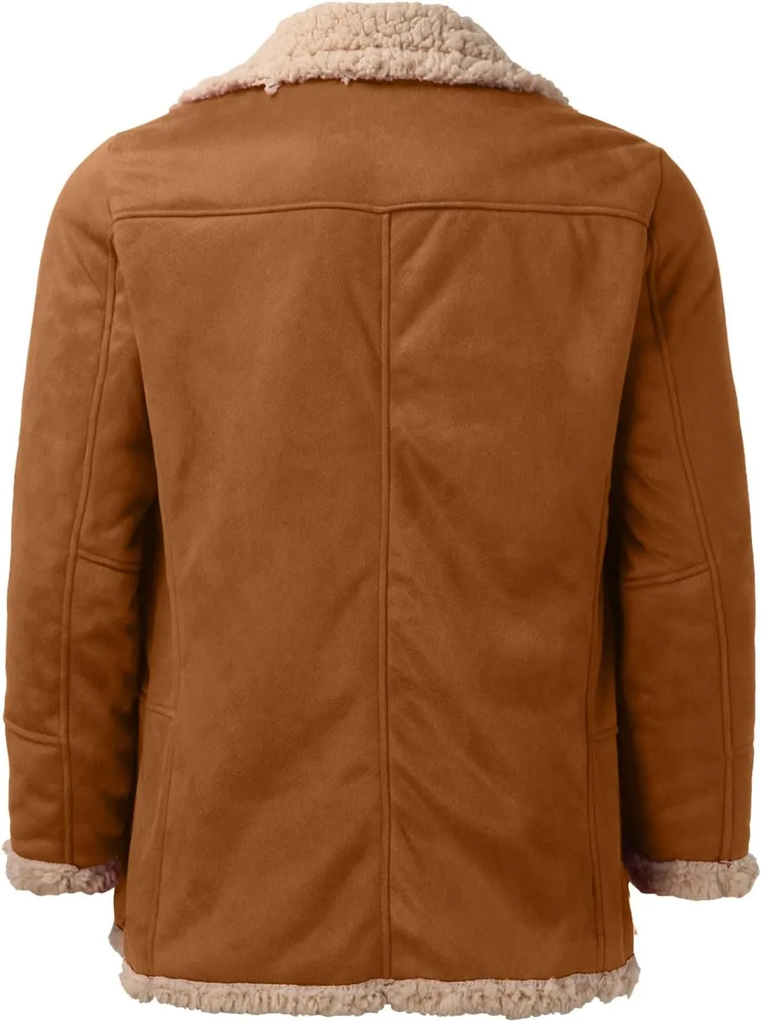 Mens Faux Suede Jackets Sherpa Lined Button Down Bomber Jacket Big and Tall Trucker Jacket Turn Down Collar Warm Coats