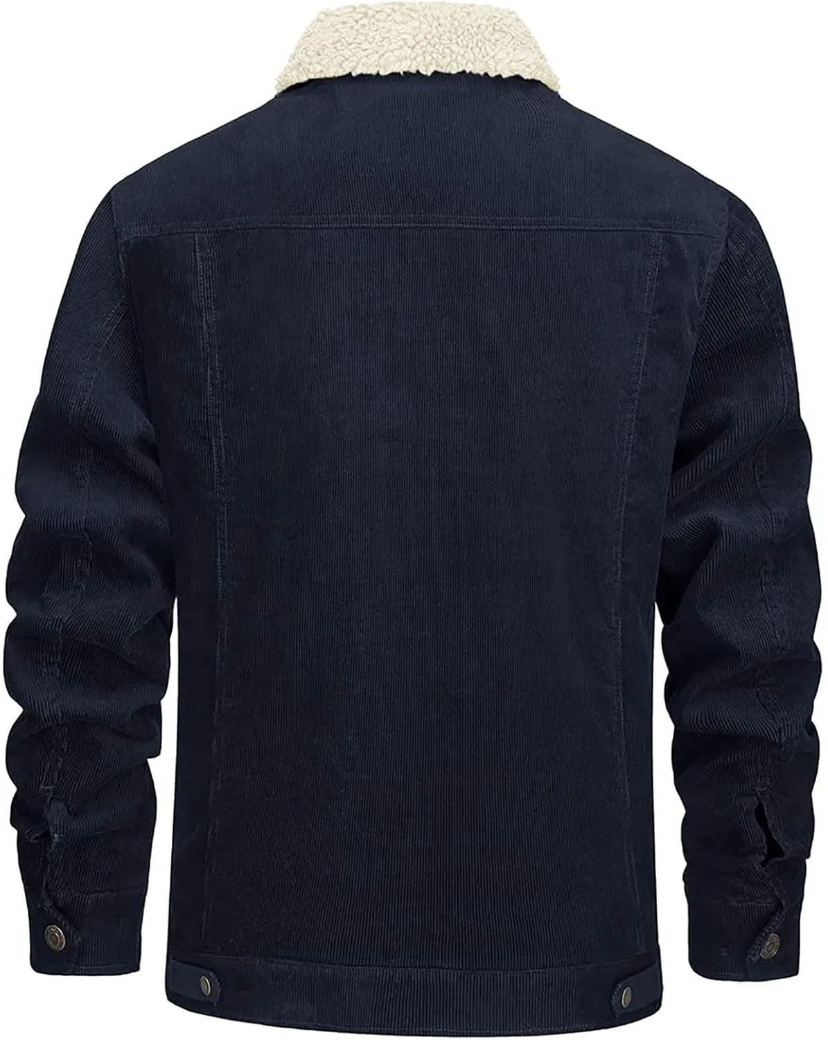 Mens Fleece Sherpa Lined Corduroy Jacket Slim Fit Button Down Trucker Jackets with Pockets Turn Down Collar Jacket